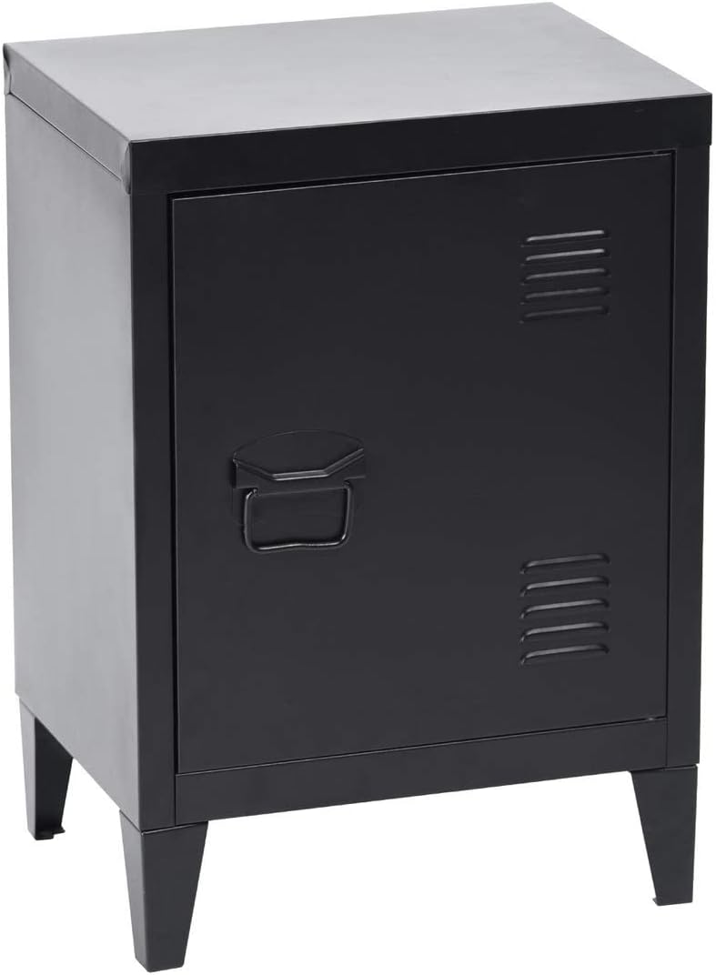 Black Metal Storage Cabinet Nightstand S6096