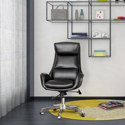 Black Leatherette Adjustable Swivel High Back Office Chair M71966