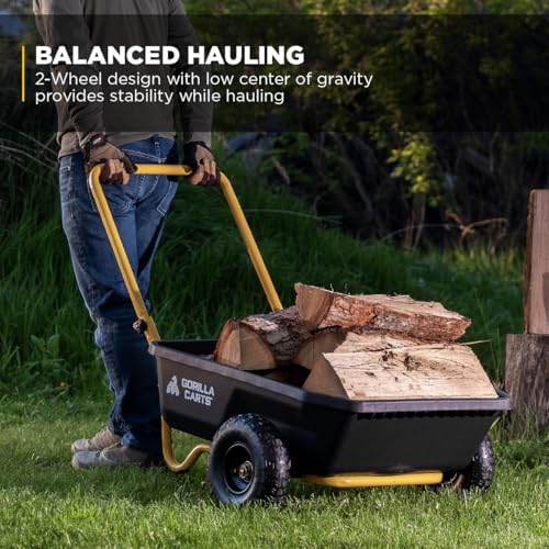 Black/Yellow Poly Dump Cart, 4 cu ft, 300 lb. Capacity S381206