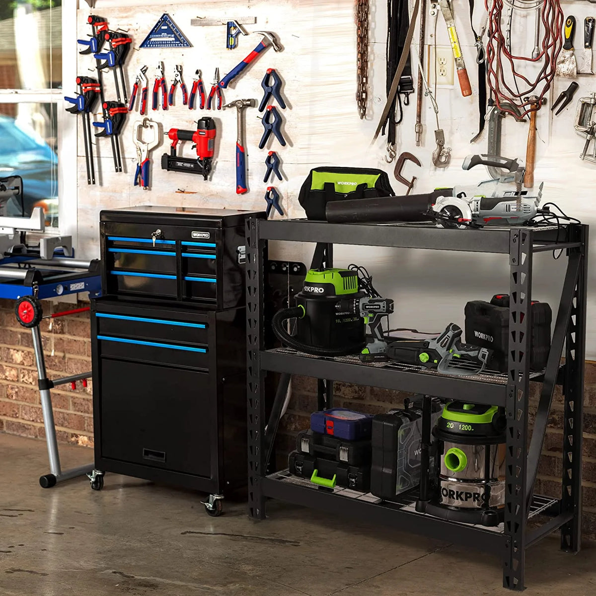 3-Tier Heavy Duty Metal Garage Shelving Unit, 50”W x 47”H x 18”D, 5400 LBS Load Capacity E249978