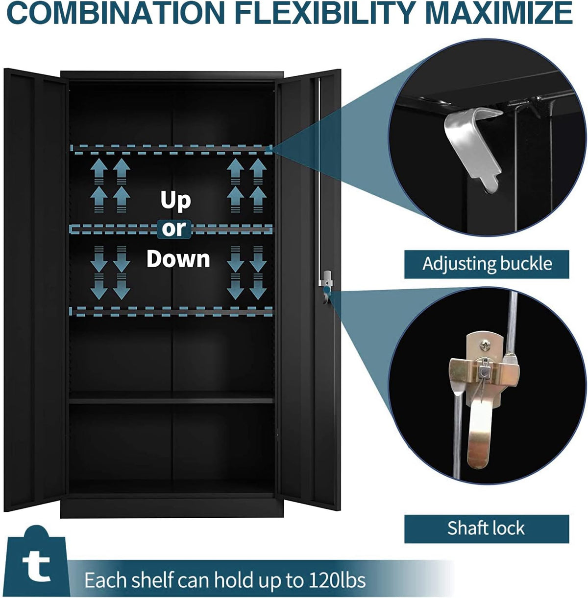 72'' Metal Storage Cabinet with 4 Adjustable Shelves D947112
