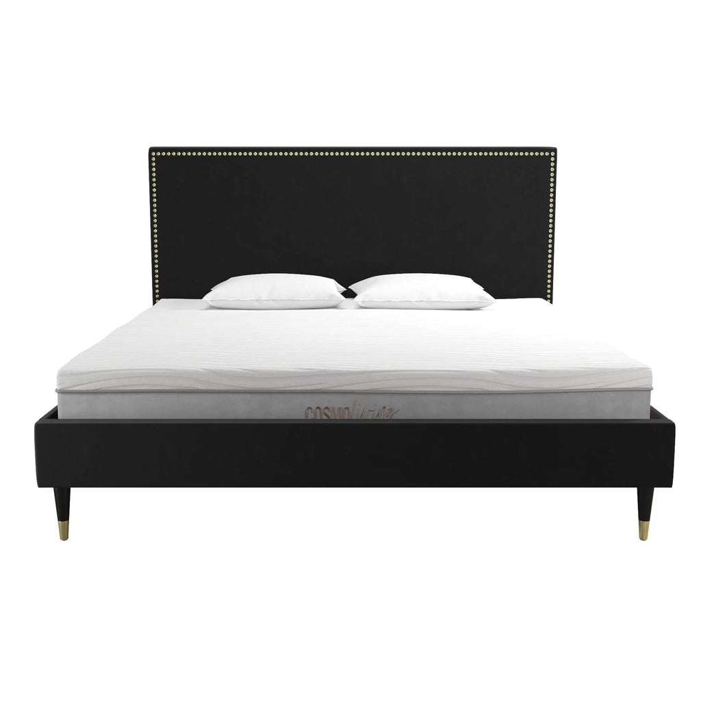 Black Velvet King Upholstered Bed M70868