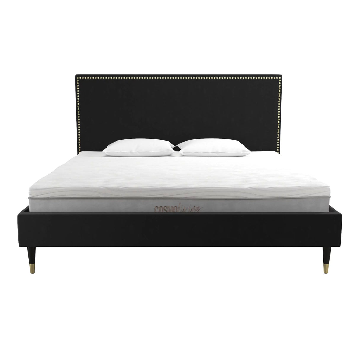Black Velvet King Upholstered Bed M70868