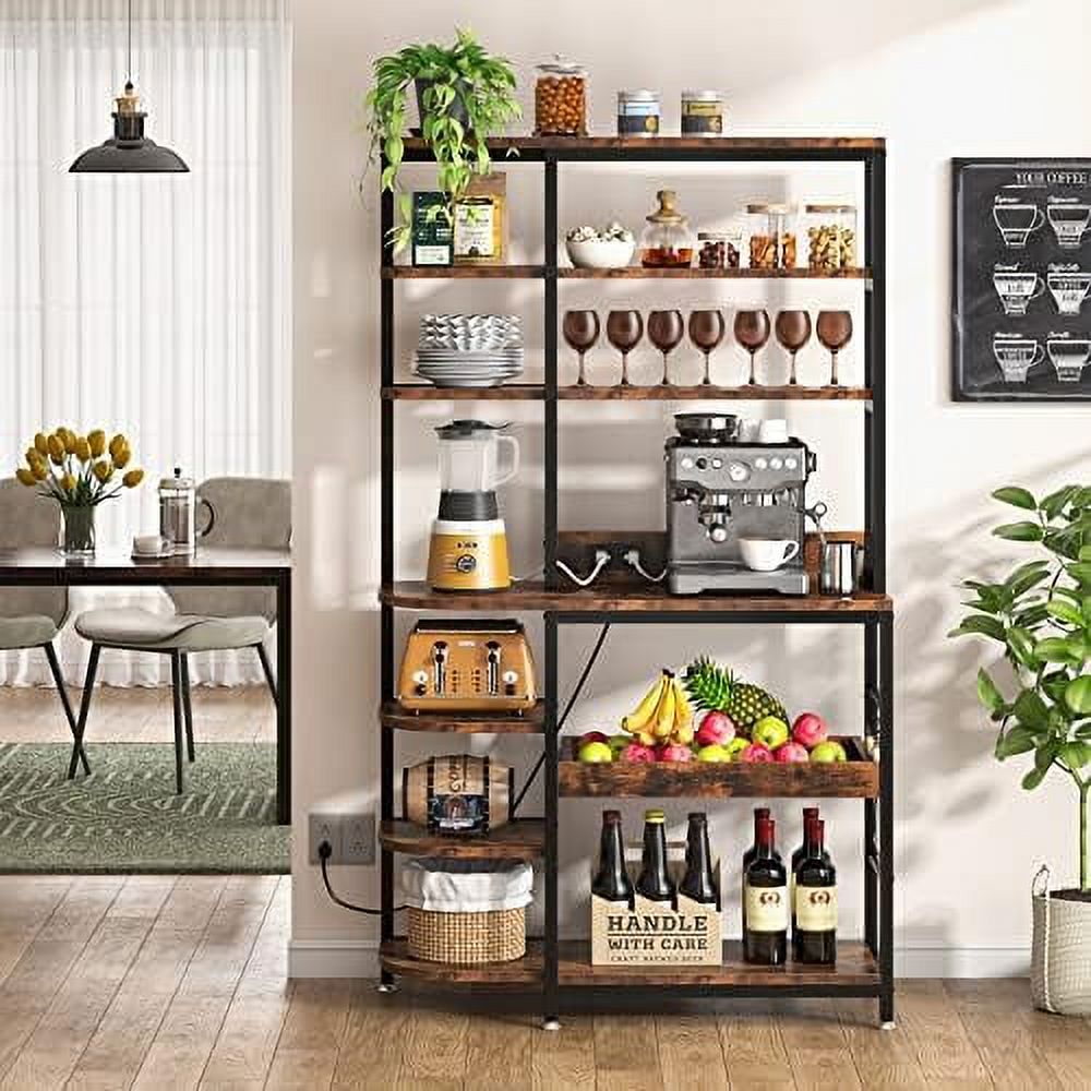 10-Tier Microwave Oven Stand with Power Outlets and Pull-Out Drawer Y78705