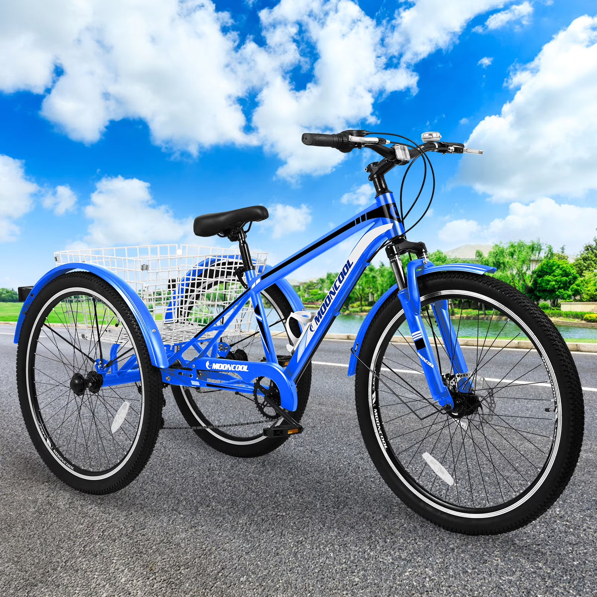 Adult Mountain Tricycle, 7 Speed Three Wheel Bike, 24/26/27.5 inch, 420 lbs H499691