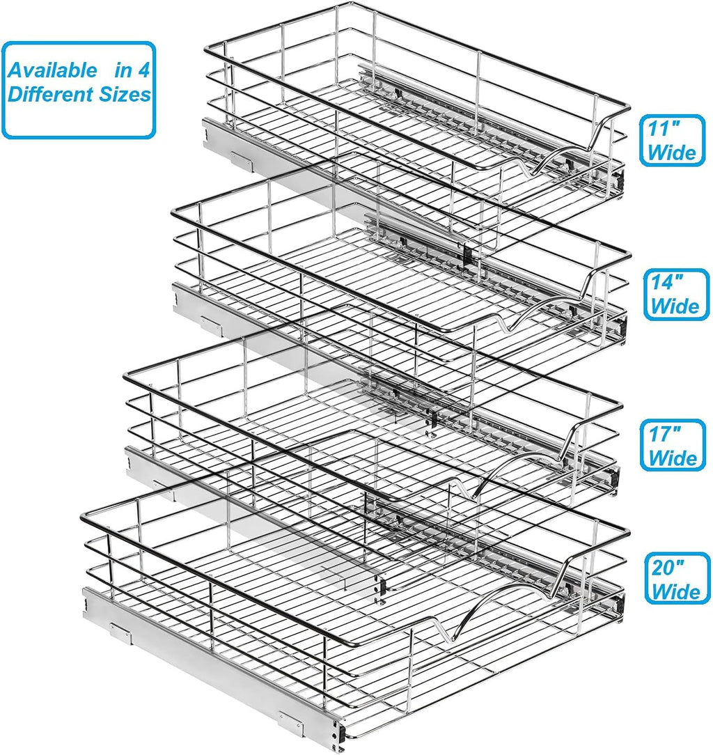 Pull Out Cabinet Organizer Basket, 11W x 21D x 5H B41251