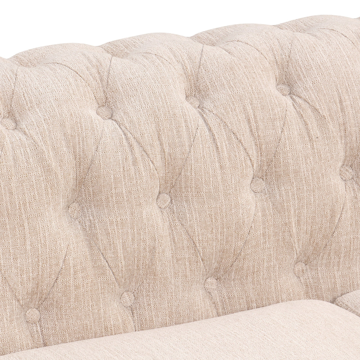 3 Seater Button Tufted Upholstered Sofa with Rolled Arms Z4547