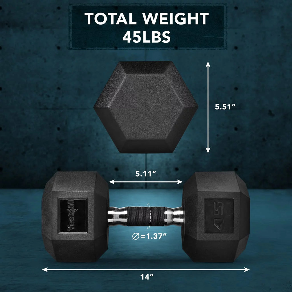 50 lbs Hex Rubber Grip Dumbbell J681