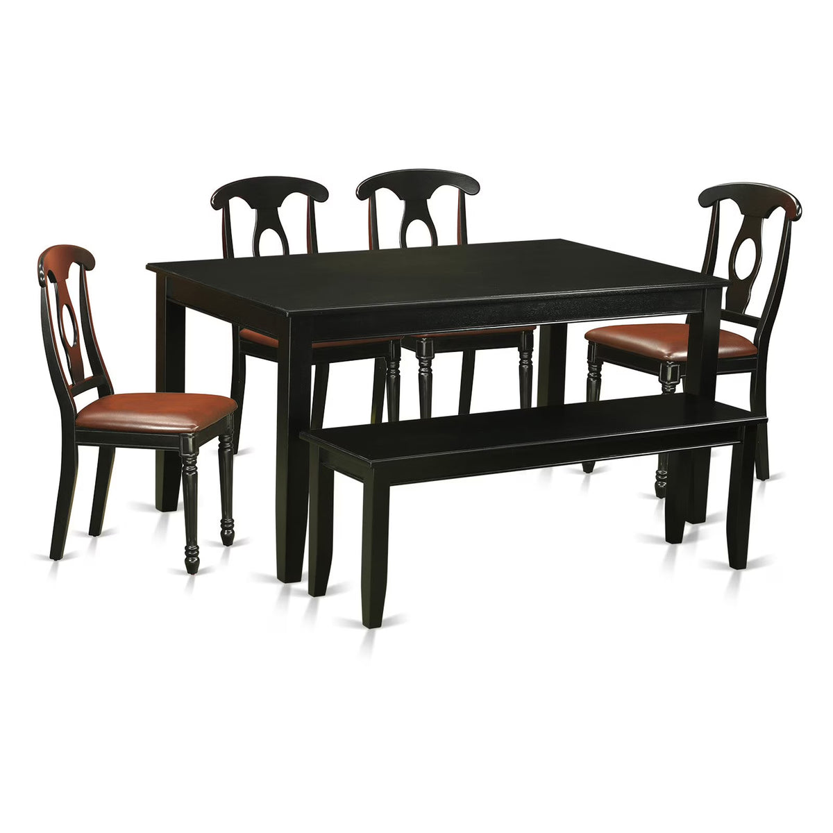 6 Piece Rectangular Dining Table Set with Faux Leather Chairs V66658