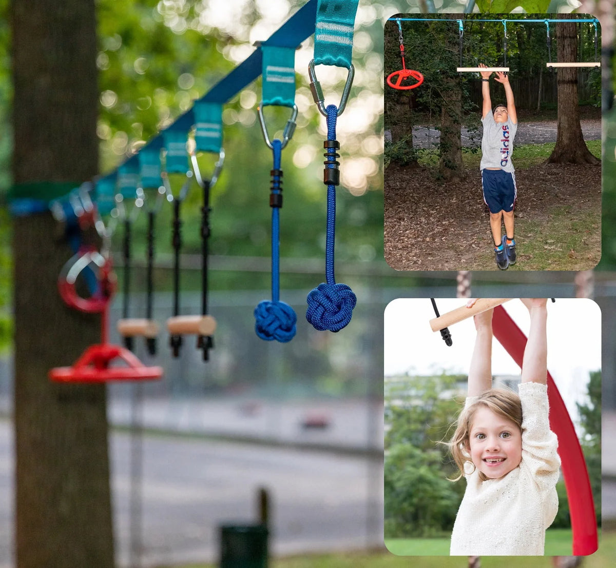 Ninja Warrior Obstacle Course for Kids Slackline 52 Ft N361451