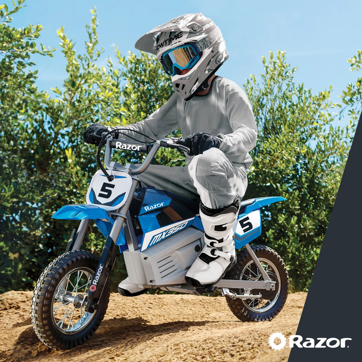 Blue 24V Electric-Powered Dirt Bike T22448