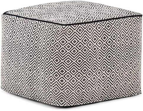 Cotton Woven Square Pouf Ottoman F88756