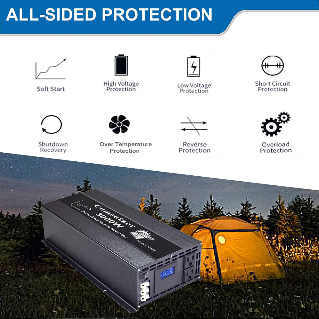 3000w 24v Pure Sine Wave Power Inverter with Dual US Outlet and LCD Display Y257811
