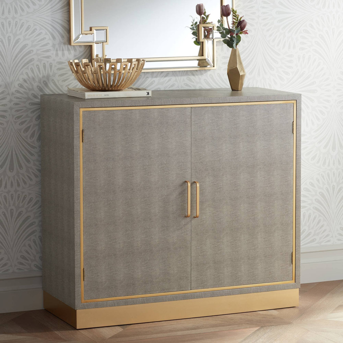 2-Door Cabinet in Grey and Gold F904