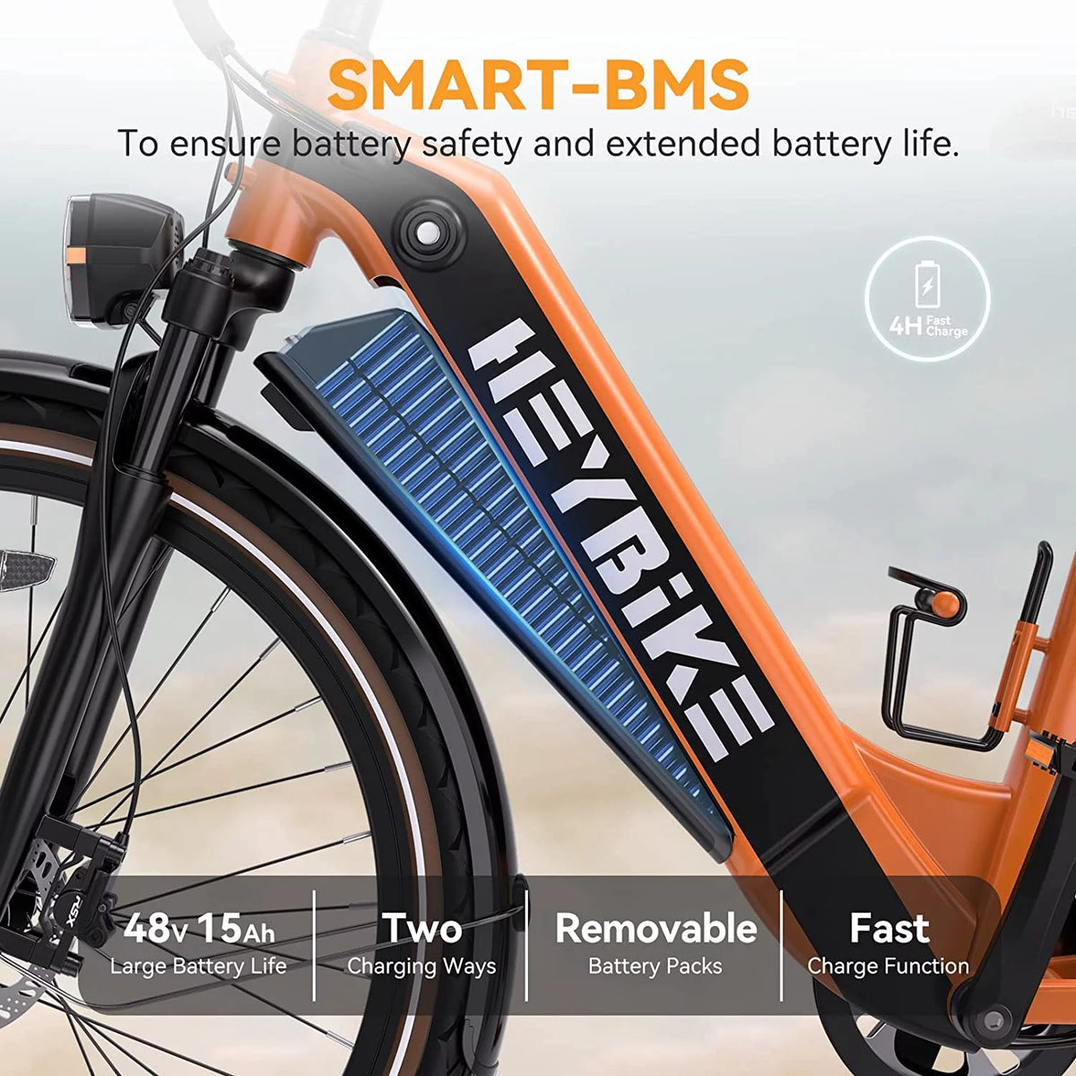 500W 26 Electric Hybrid Bike with 48V 15Ah Removable Battery, Black E4303