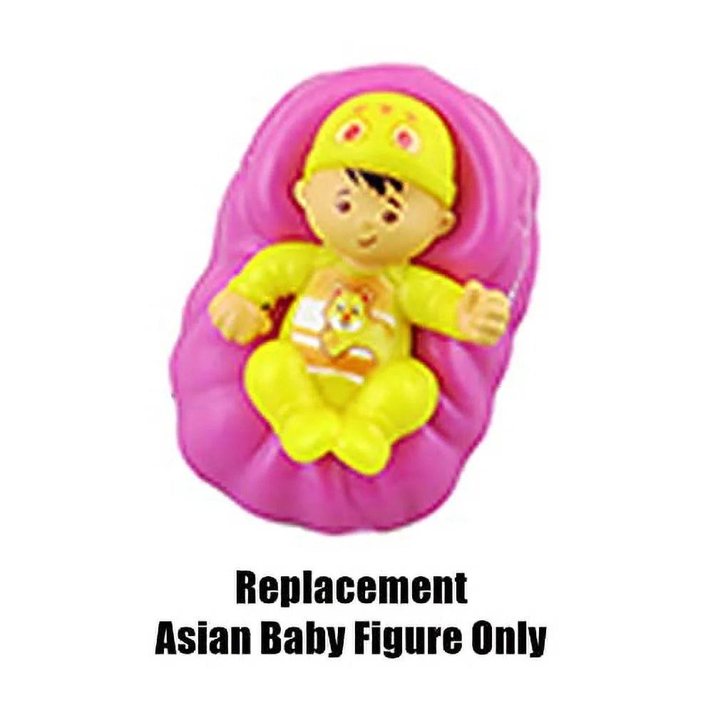 Replacement Asian Baby Figure with Pink Basket and Yellow Outfit Q441058