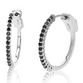 Black Diamond Hoop Earrings .925 Sterling Silver 3/4 Inch Y354391