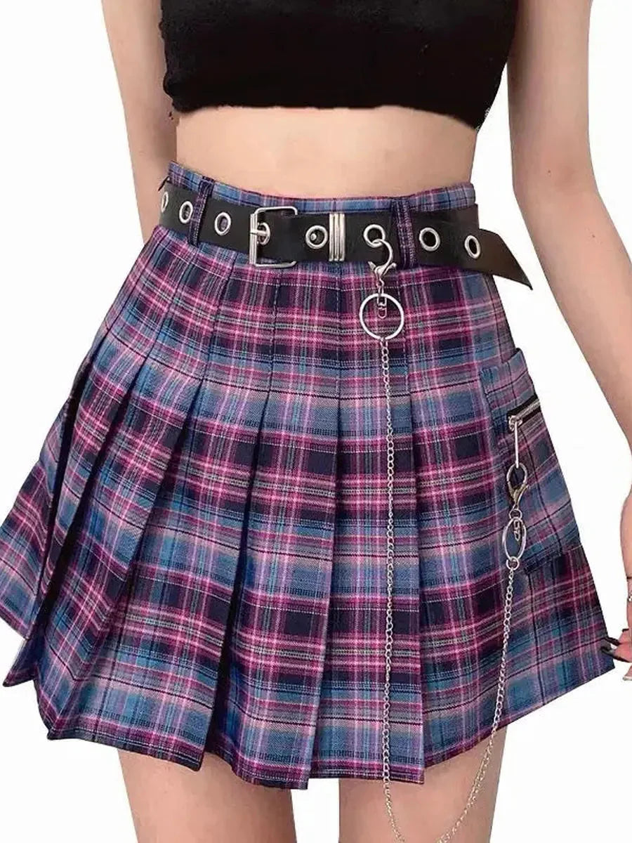 Neon Purple Pleated Skirt I753
