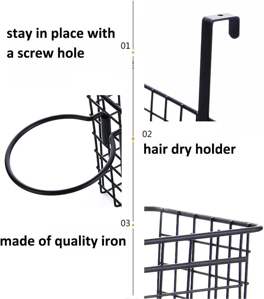 Over the Cabinet Door Organizer Set of 2, Black Grid Basket H539