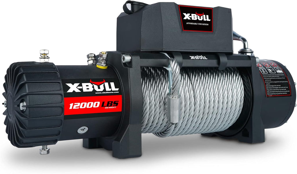 12V Stainless Steel Electric Winch Kit, 12000 lb. Load Capacity, Waterproof IP67, Wireless Handheld Remotes and Corded Control, Hawse Fairlead, Grey D9674