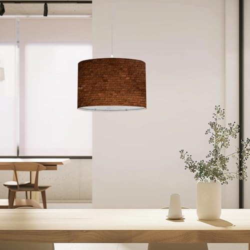 Linen Lampshade Plug in Pendant Light with Dimmable Switch J44607