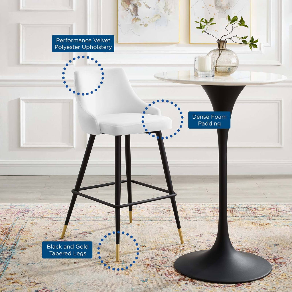 White Performance Velvet Bar Stool M8000