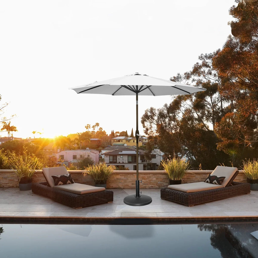 9 Ft Patio Umbrella with Round Resin Base I413