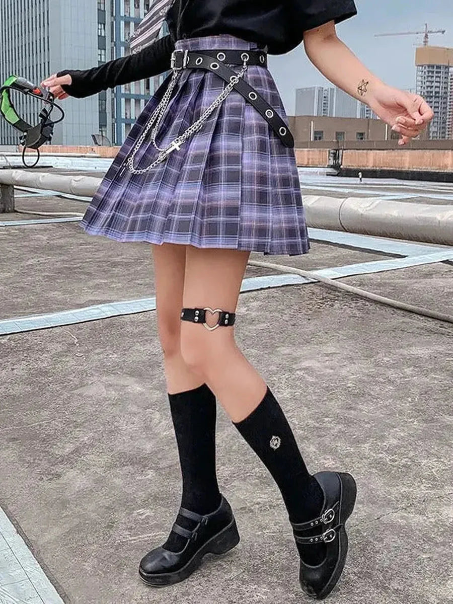 Neon Purple Pleated Skirt I753