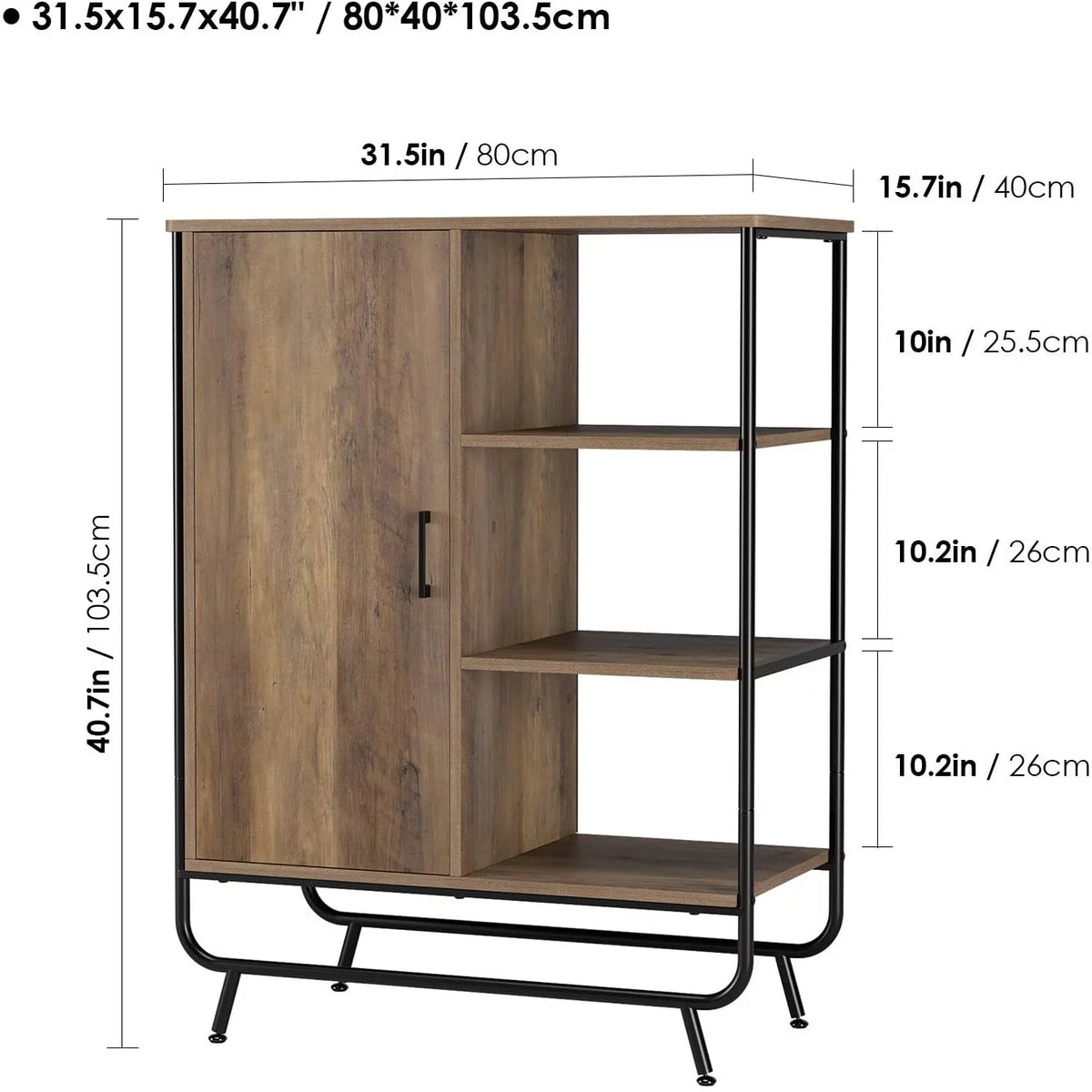Metal Framed Bookcase with 3 Open Shelves U843