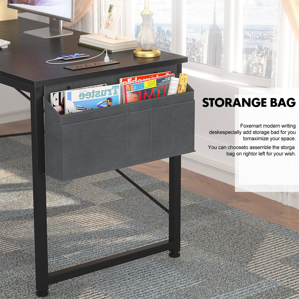 Black 47 Inch Computer Desk with Power Outlets I6591
