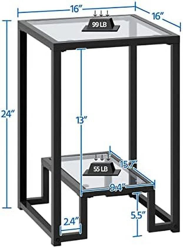 Tempered Glass Coffee Table Set of 3 Pieces Black Z816