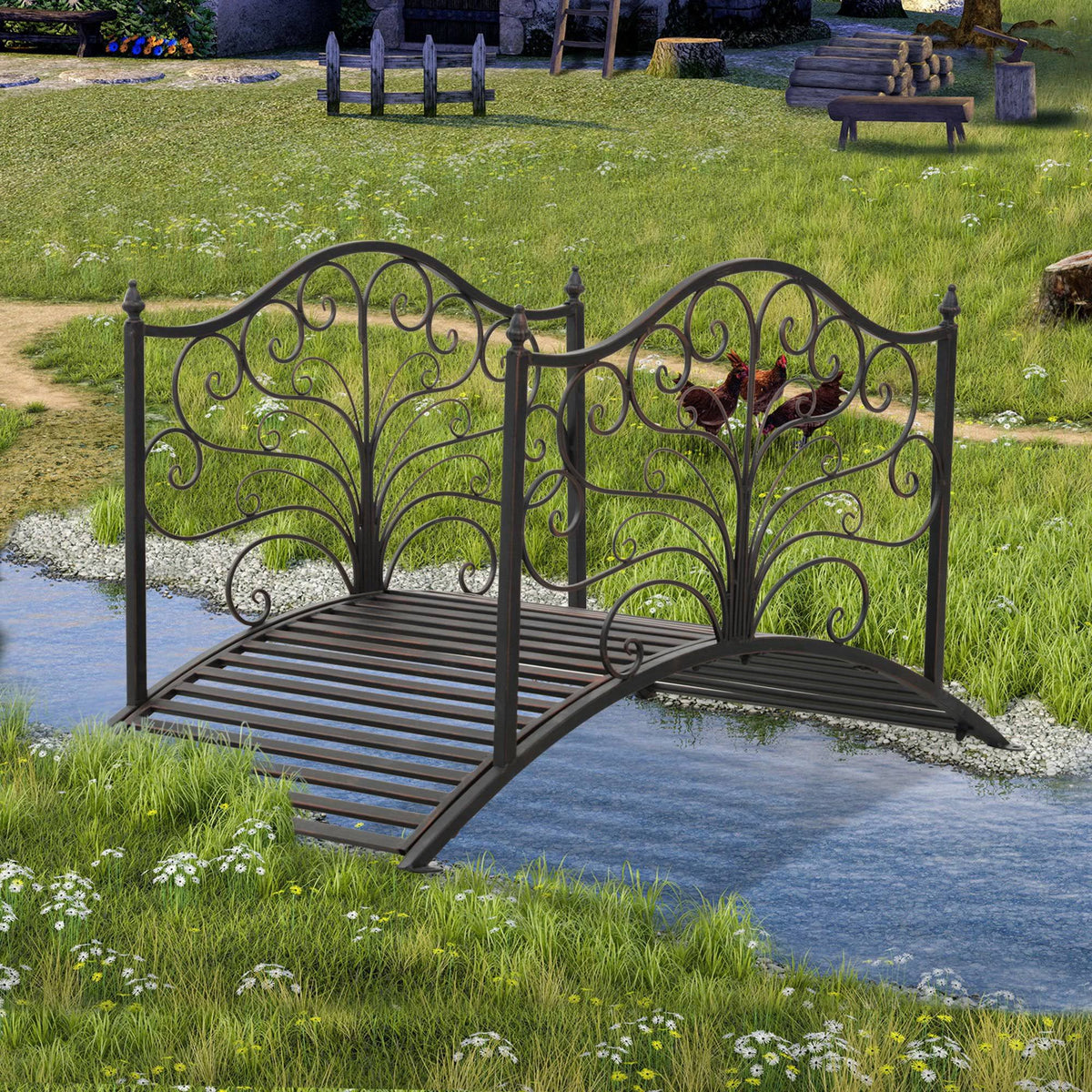 Metal Arched Decorative Garden Bridge U709210