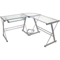 L Shaped Computer Desk with Keyboard Tray Silver V13725