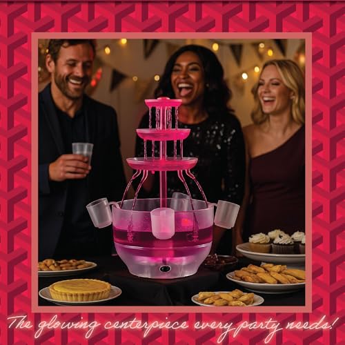 1.5 Gal 3 Tier Drink Fountain with LED Base and 4 Reusable Cups C59279