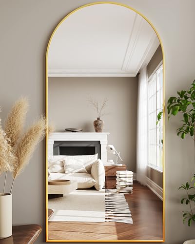 76"x34" Black Arched Floor Mirror A3828