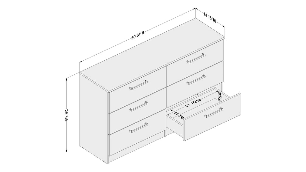 White 6 Drawer Wood Double Dresser T49600