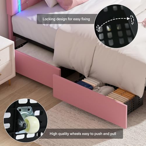 Queen Size Upholstered Platform Bed with Storage Drawers Q541957