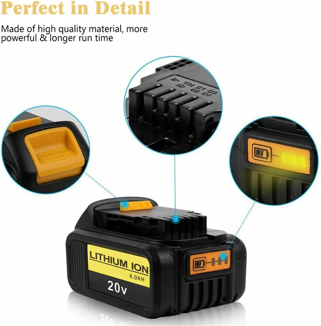 2 Pack 6.0Ah 20V Lithium ion Rechargeable Battery X7202
