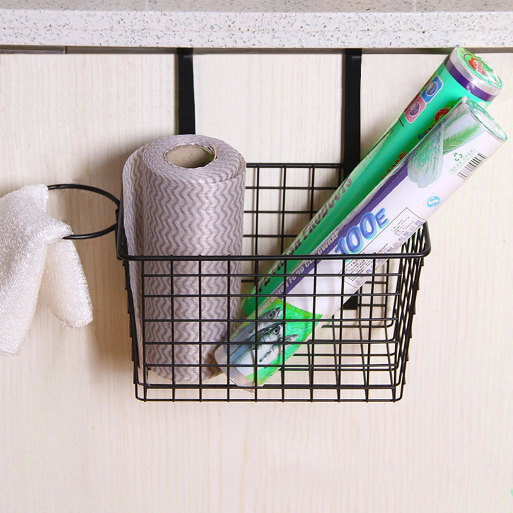Over the Cabinet Door Organizer Set of 2, Black Grid Basket H539