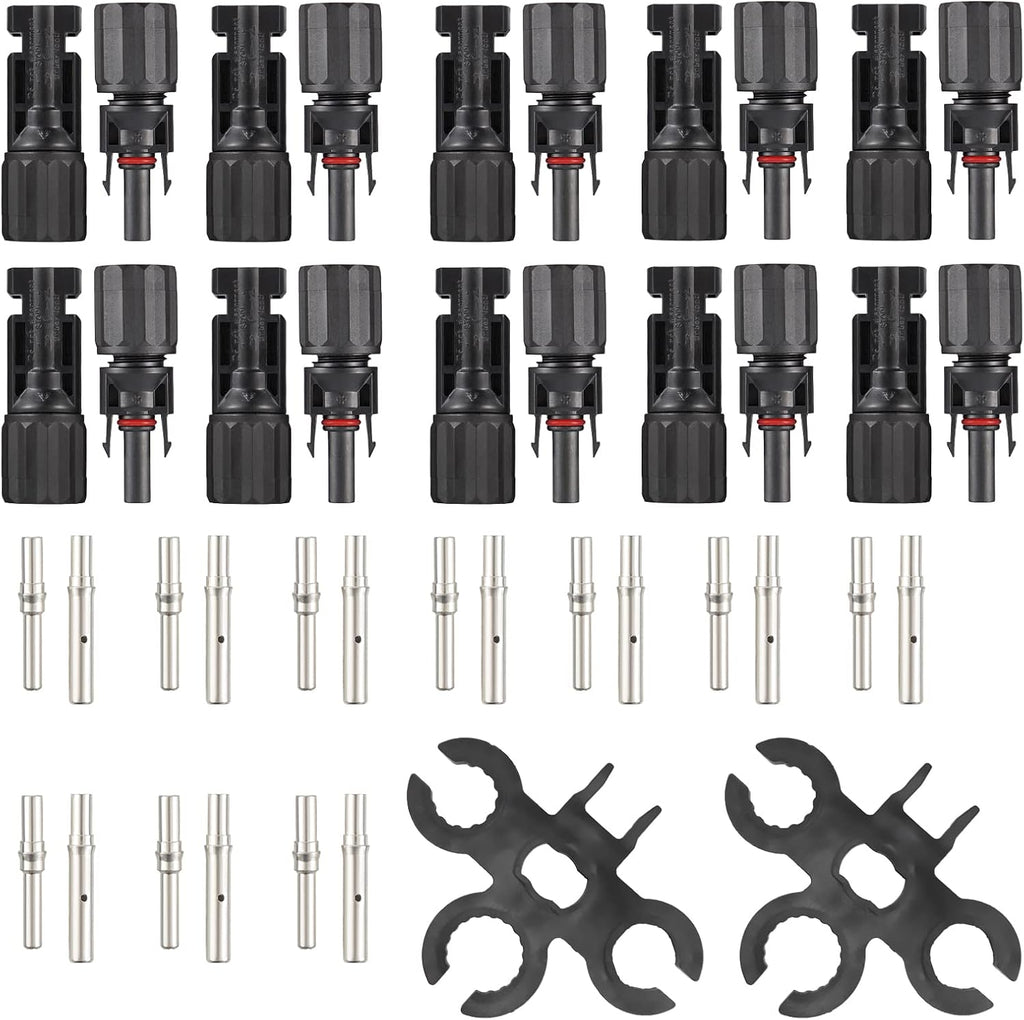 20 Pairs Male Female Solar Panel Connectors Kit with Tools, IP67 Waterproof, 30A 1000V DC L23906