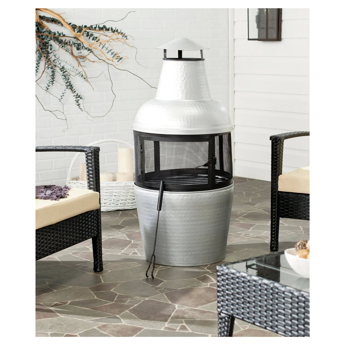 Silver Black Chiminea W840979