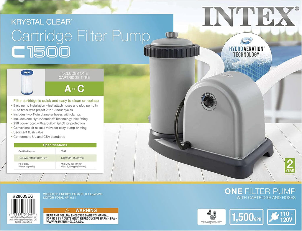 1500 GPH Cartridge Filter Pump for Above Ground Pools M49672