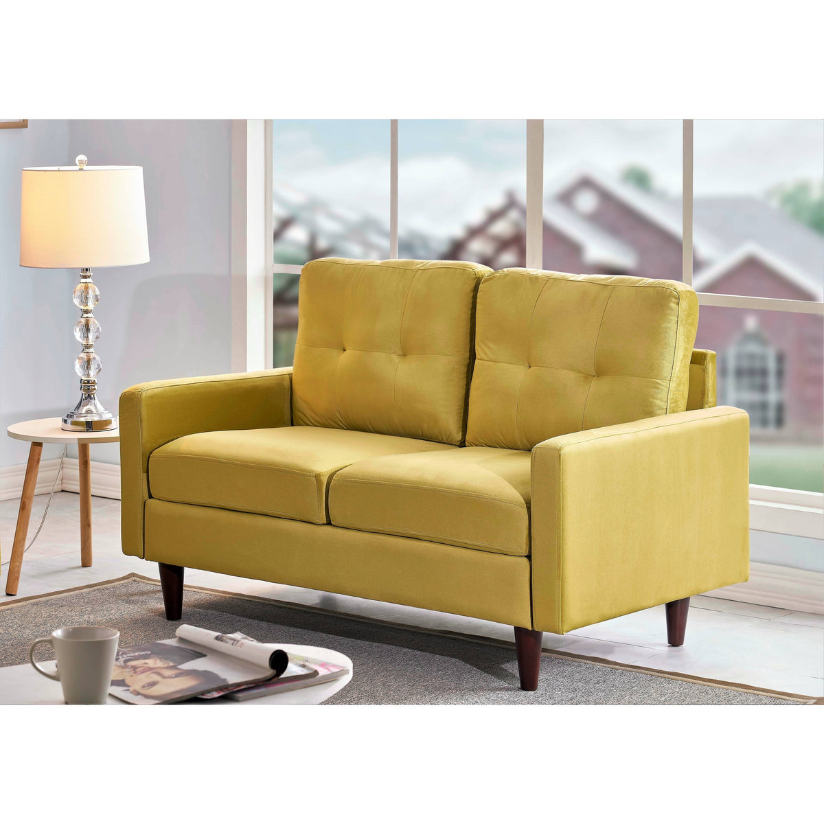 Yellow Velvet 2 Seater Loveseat U41371