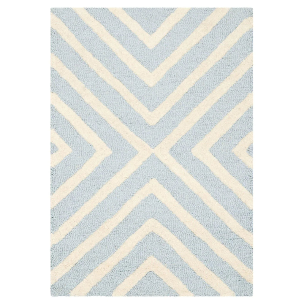 Light Blue/Ivory Wool Area Rug, 10' x 14' V181