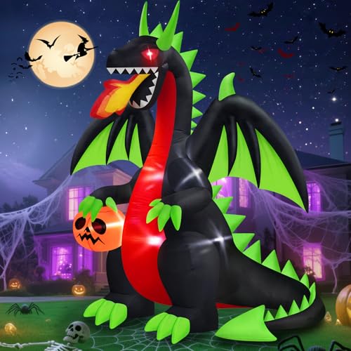 8 FT Halloween Inflatable Pumpkin Black Cat with LED Lights T66919