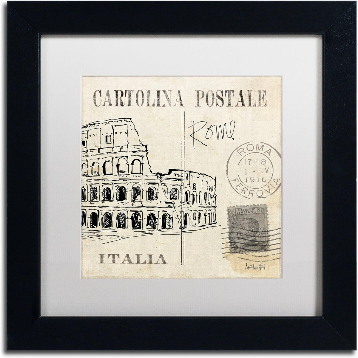 16 by 16-Inch White Matte and Black Frame Artwork E396