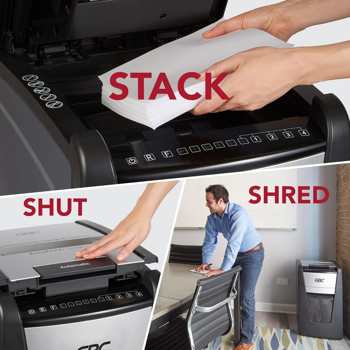 Auto Feed+ 230 Sheet Capacity Micro-Cut Paper Shredder J55118