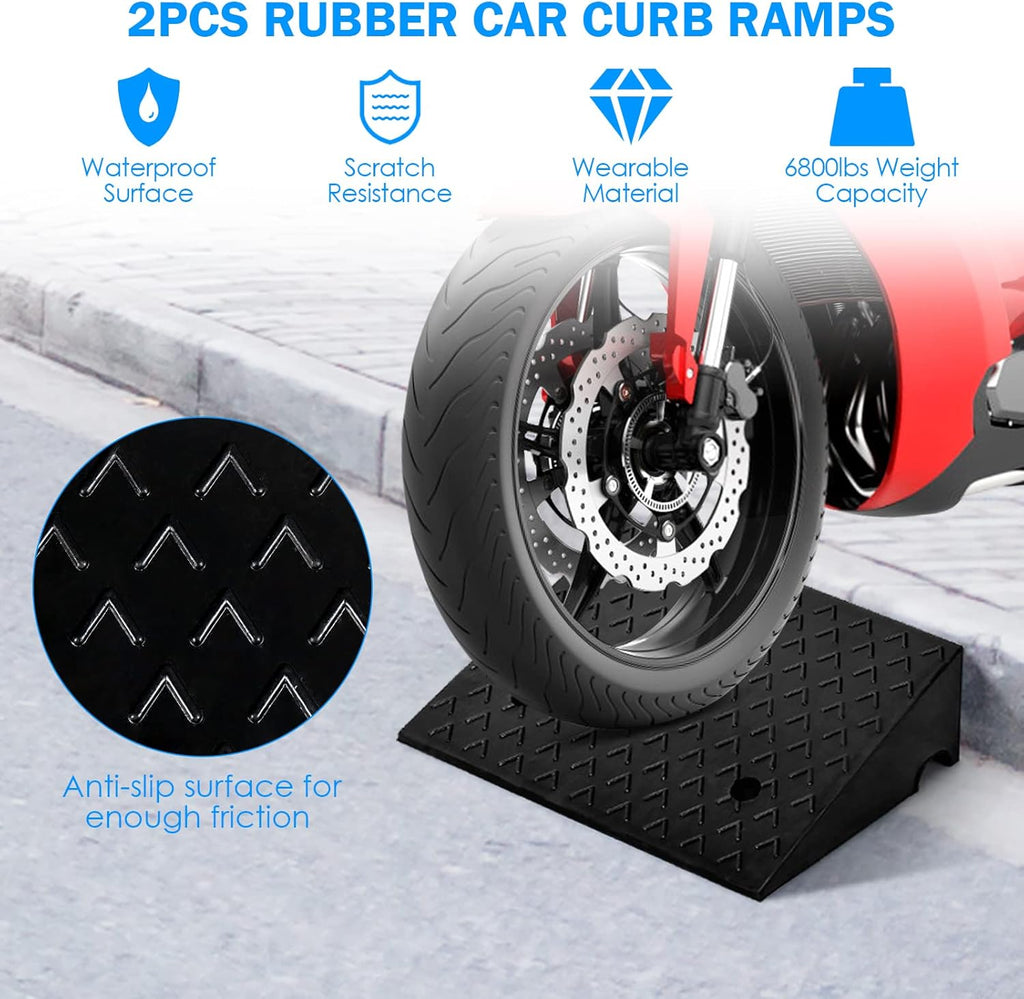 Rubber Curb Ramps, 6 H x 19 W, Pack of 2 N630