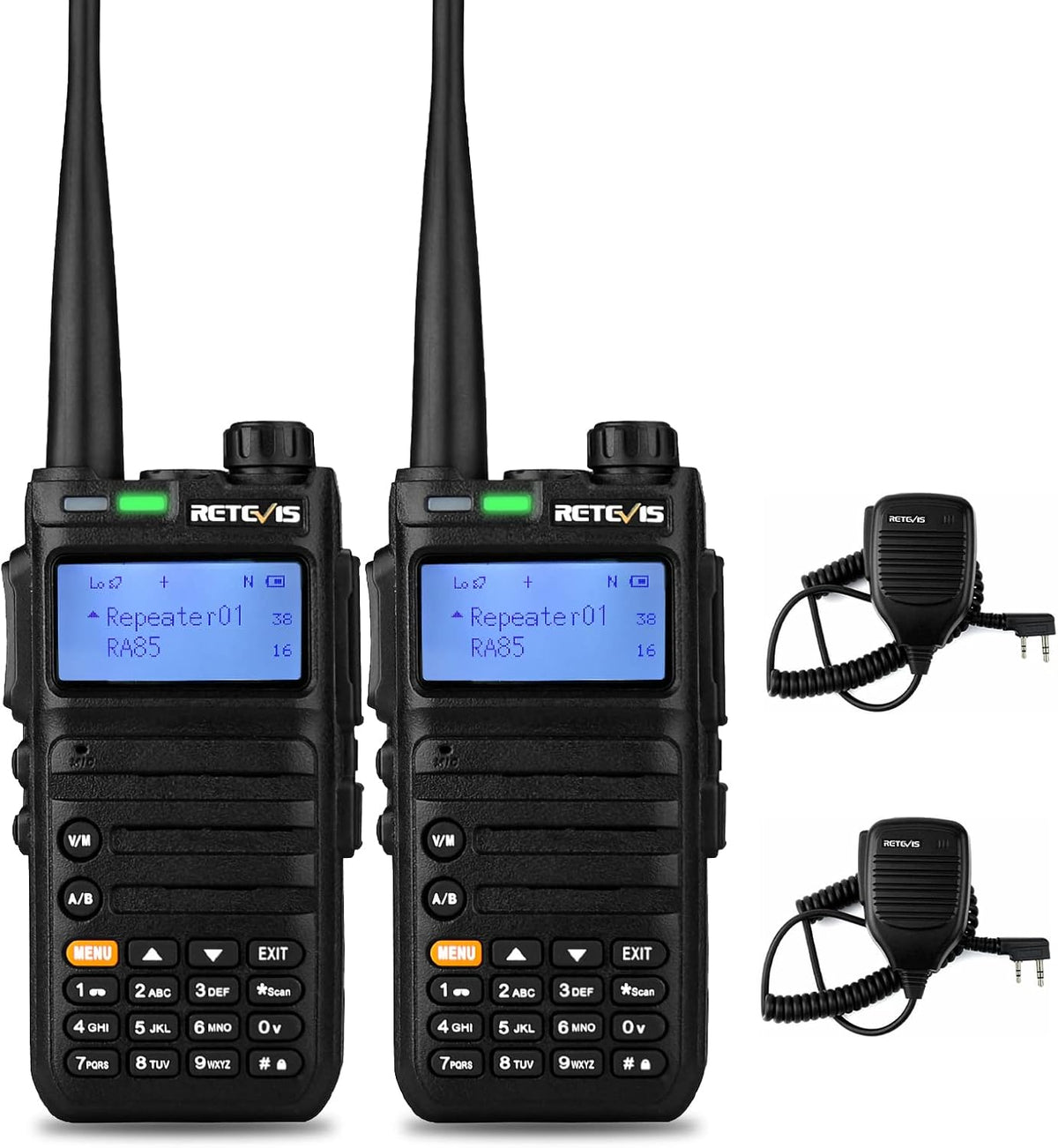 5W GMRS Radio Handheld Two Way Radio Walkie Talkies with Speak Mic, NOAA, USB-C (2 Pack) V55765