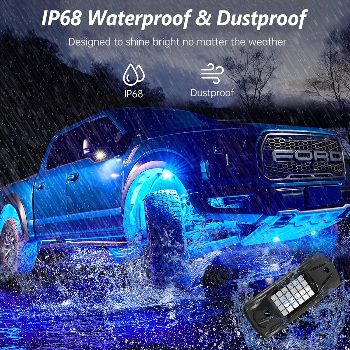 RGB LED Underglow Lighting Kit, 6 Pods, IP68 Waterproof, Pack of 2 Z377